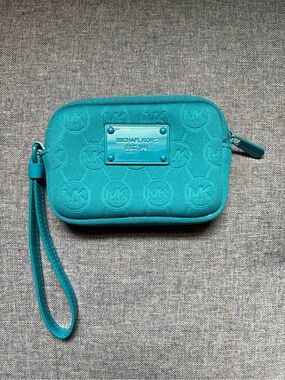 Michael Kors Turquoise Embossed MK Coin Purse